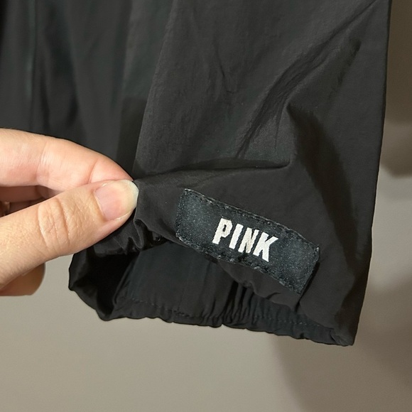 PINK Victoria’s Secret black zip up windbreaker jacket with hood size L / XL - Picture 7 of 11
